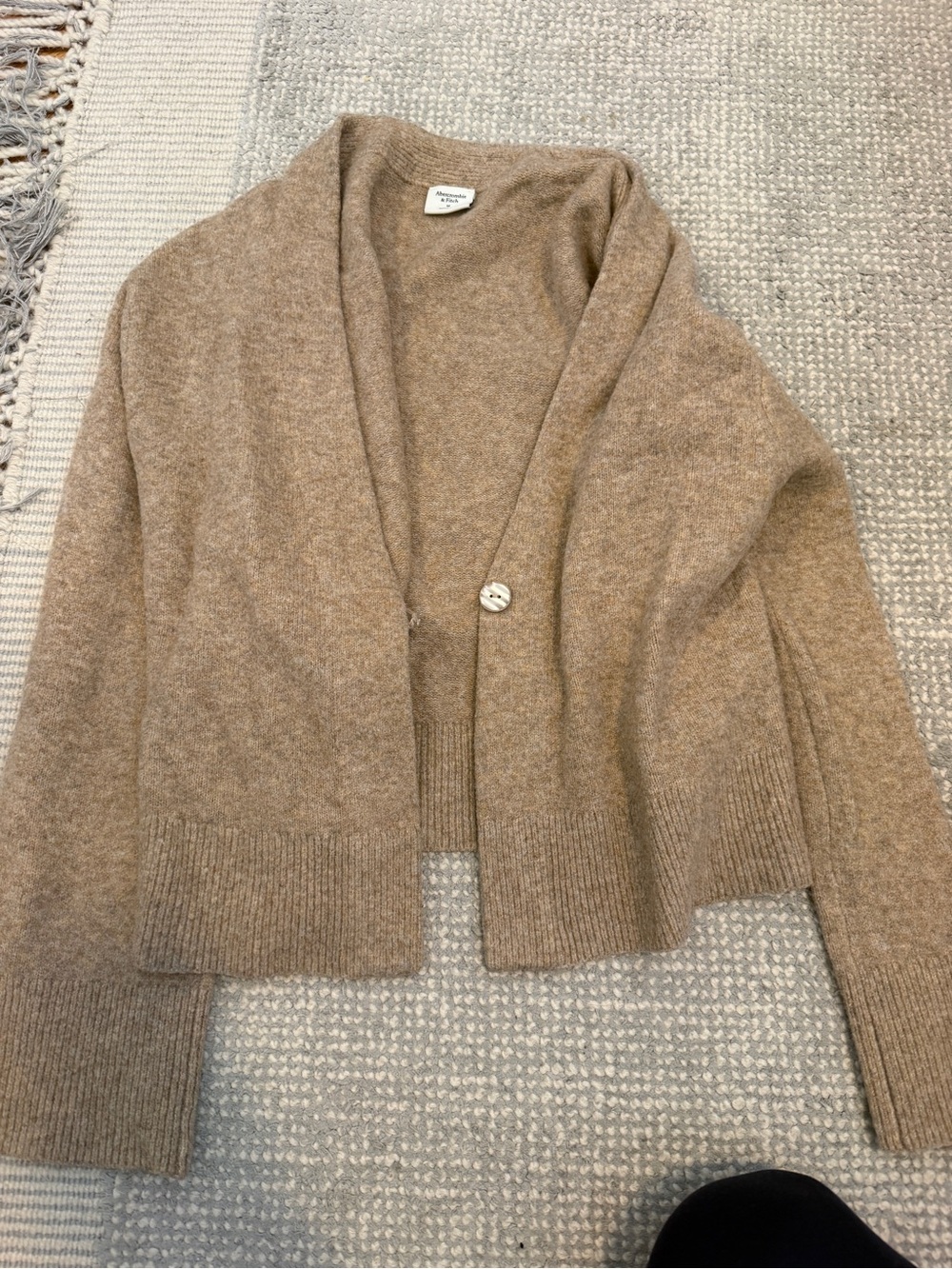 Abercrombie one button cardigan in tan
